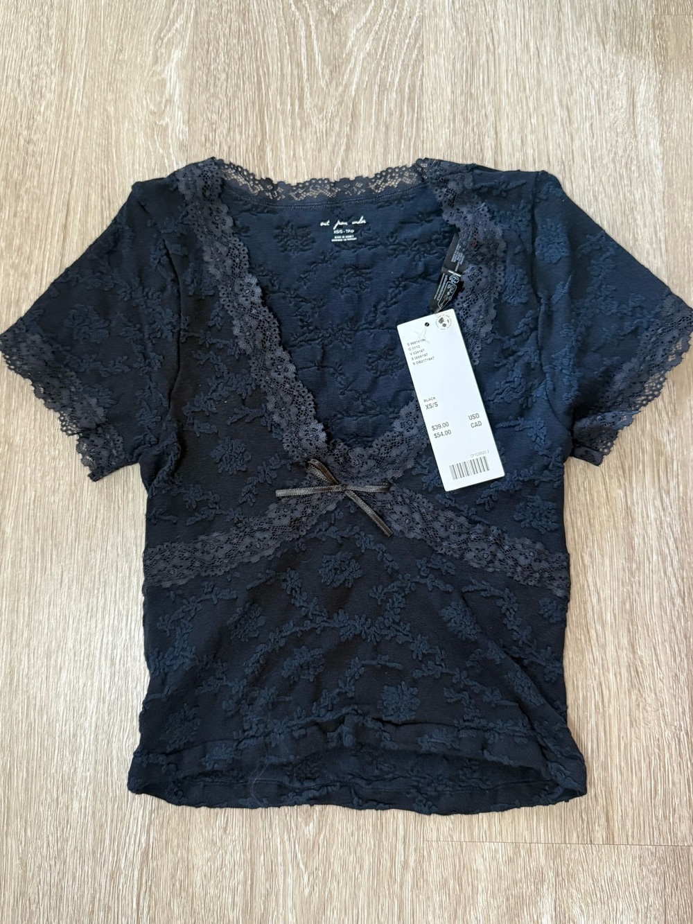Urban Outfitters Out From Under Black Lace Top XS/S NWT
